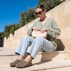 CUSHIONAIRE Luz Suede Clogs for Women with Fuzzy Lining(Dark Taupe)