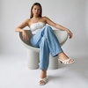 CUSHIONAIRE Malta Strappy Kitten Heels for Women, Dressy Open Toe Low Heel Sandals with Memory Foam Comfort(Ivory Smooth)