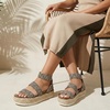 CUSHIONAIRE Mandy Strappy Espadrille Platform Sandals for Women with Low Wedge Heel(B/T Raffia)