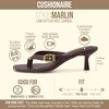 CUSHIONAIRE Marlin Low Kitten Heels for Women, Thong Style Dressy Heeled Womens Sandals with Adjustable Buckle Closure(Chocolate)