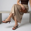 CUSHIONAIRE Marlin Low Kitten Heels for Women, Thong Style Dressy Heeled Womens Sandals with Adjustable Buckle Closure(Chocolate)