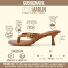 CUSHIONAIRE Marlin Low Kitten Heels for Women, Thong Style Dressy Heeled Womens Sandals with Adjustable Buckle Closure(Whiskey)