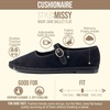 CUSHIONAIRE Missy Mary Jane Ballet Flats for Women, Breathable Lightweight Womens Flats with Adjustable Buckle and Cushioned Memory Foam(Black)