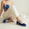 CUSHIONAIRE Missy Mary Jane Ballet Flats for Women, Breathable Lightweight Womens Flats with Adjustable Buckle and Cushioned Memory Foam(Blue/Blue)