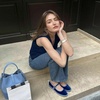 CUSHIONAIRE Missy Mary Jane Ballet Flats for Women, Breathable Lightweight Womens Flats with Adjustable Buckle and Cushioned Memory Foam(Blue/Blue)