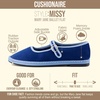 CUSHIONAIRE Missy Mary Jane Ballet Flats for Women, Breathable Lightweight Womens Flats with Adjustable Buckle and Cushioned Memory Foam(Blue/Blue)