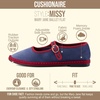 CUSHIONAIRE Missy Mary Jane Ballet Flats for Women, Breathable Lightweight Womens Flats with Adjustable Buckle and Cushioned Memory Foam(Dusty Blue/Red)