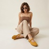 CUSHIONAIRE Missy Mary Jane Ballet Flats for Women, Breathable Lightweight Womens Flats with Adjustable Buckle and Cushioned Memory Foam(Mustard/Brown)