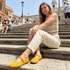 CUSHIONAIRE Missy Mary Jane Ballet Flats for Women, Breathable Lightweight Womens Flats with Adjustable Buckle and Cushioned Memory Foam(Mustard/Brown)
