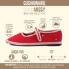 CUSHIONAIRE Missy Mary Jane Ballet Flats for Women, Breathable Lightweight Womens Flats with Adjustable Buckle and Cushioned Memory Foam(Red/Pink)