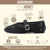CUSHIONAIRE Monet Woven Mary Jane Flats for Women, Comfortable Ballet Flats with Adjustable Gold-Tone Buckle Strap and Memory Foam Cushioning(Black)