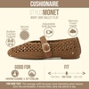 CUSHIONAIRE Monet Woven Mary Jane Flats for Women, Comfortable Ballet Flats with Adjustable Gold-Tone Buckle Strap and Memory Foam Cushioning(Brown)