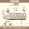 CUSHIONAIRE Monet Woven Mary Jane Flats for Women, Comfortable Ballet Flats with Adjustable Gold-Tone Buckle Strap and Memory Foam Cushioning(Cream)