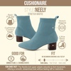 CUSHIONAIRE Neely Sock Booties for Women, Stretch Knit Block Heel Womens Boots with Memory Foam for All-Day Comfort and Style(Blue Haze)