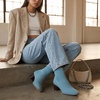 CUSHIONAIRE Neely Sock Booties for Women, Stretch Knit Block Heel Womens Boots with Memory Foam for All-Day Comfort and Style(Blue Haze)