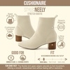 CUSHIONAIRE Neely Sock Booties for Women, Stretch Knit Block Heel Womens Boots with Memory Foam for All-Day Comfort and Style(Ivory)