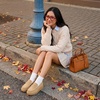 CUSHIONAIRE Ollie Cozy Genuine Suede Clogs for Women, Comfortable Slip-On Mule Loafers with Faux Fur Lining, Memory Foam Cushioning and Durable Rubber Sole(Biscuit)