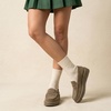 CUSHIONAIRE Ollie Cozy Genuine Suede Clogs for Women, Comfortable Slip-On Mule Loafers with Faux Fur Lining, Memory Foam Cushioning and Durable Rubber Sole(Moss)