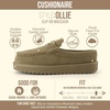 CUSHIONAIRE Ollie Cozy Genuine Suede Clogs for Women, Comfortable Slip-On Mule Loafers with Faux Fur Lining, Memory Foam Cushioning and Durable Rubber Sole(Moss)