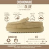CUSHIONAIRE Ollie Cozy Genuine Suede Clogs for Women, Comfortable Slip-On Mule Loafers with Faux Fur Lining, Memory Foam Cushioning and Durable Rubber Sole(Biscuit)