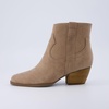 CUSHIONAIRE Outlaw Cowboy Boots for Women, Western Ankle Booties(Taupe)