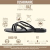 CUSHIONAIRE Raz Thong Strappy Sandals for Women, Minimalist Flat Sandals with Decorative Ring Accents(Black)