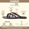 CUSHIONAIRE Raz Thong Strappy Sandals for Women, Minimalist Flat Sandals with Decorative Ring Accents(Chocolate)