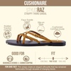 CUSHIONAIRE Raz Thong Strappy Sandals for Women, Minimalist Flat Sandals with Decorative Ring Accents(Cognac)