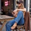 CUSHIONAIRE Raz Thong Strappy Sandals for Women, Minimalist Flat Sandals with Decorative Ring Accents(Cognac)