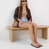 CUSHIONAIRE Raz Thong Strappy Sandals for Women, Minimalist Flat Sandals with Decorative Ring Accents(Sand)
