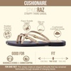 CUSHIONAIRE Raz Thong Strappy Sandals for Women, Minimalist Flat Sandals with Decorative Ring Accents(Sand)
