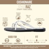 CUSHIONAIRE Raz Thong Strappy Sandals for Women, Minimalist Flat Sandals with Decorative Ring Accents(White)