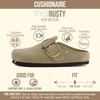 CUSHIONAIRE Rusty Genuine Leather Clogs for Women, Comfortable Slip On Womens Shoes with Adjustable Buckle and Soft Memory Foam(Beige)