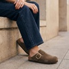 CUSHIONAIRE Rusty Genuine Leather Clogs for Women, Comfortable Slip On Womens Shoes with Adjustable Buckle and Soft Memory Foam(Dasr Taupe)