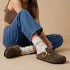 CUSHIONAIRE Rusty Genuine Leather Clogs for Women, Comfortable Slip On Womens Shoes with Adjustable Buckle and Soft Memory Foam(Dasr Taupe)