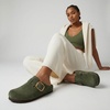 CUSHIONAIRE Rusty Genuine Leather Clogs for Women, Comfortable Slip On Womens Shoes with Adjustable Buckle and Soft Memory Foam(Khaki)
