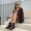CUSHIONAIRE Ryker Vegan Leather Combat Boots for Women with Side Zipper(Brown)
