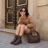 CUSHIONAIRE Ryker Vegan Leather Combat Boots for Women with Side Zipper(Brown)