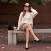 CUSHIONAIRE Saby Slingback Kitten Heels for Women, Pointed Toe Pumps with Adjustable Ankle Strap for Casual Dressy Wear(Black Microsuede)
