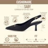 CUSHIONAIRE Saby Slingback Kitten Heels for Women, Pointed Toe Pumps with Adjustable Ankle Strap for Casual Dressy Wear(Black Microsuede)