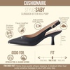 CUSHIONAIRE Saby Slingback Kitten Heels for Women, Pointed Toe Pumps with Adjustable Ankle Strap for Casual Dressy Wear(Black Smooth)
