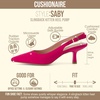 CUSHIONAIRE Saby Slingback Kitten Heels for Women, Pointed Toe Pumps with Adjustable Ankle Strap for Casual Dressy Wear(Fuchsia Microsuede)