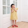 CUSHIONAIRE Siesta Girls Jelly Sandals, Lattice Cut-Out Ballet Flats for Girls, Flexible Slip On Beach Shoes(Red)