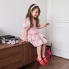 CUSHIONAIRE Siesta Girls Jelly Sandals, Lattice Cut-Out Ballet Flats for Girls, Flexible Slip On Beach Shoes(Red)