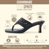 CUSHIONAIRE Spryte Flared Kitten Heels for Women, Square Toe Thong Heeled Sandals with Woven Braided Strap and Slip On Mule Style(Black)