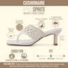 CUSHIONAIRE Spryte Flared Kitten Heels for Women, Square Toe Thong Heeled Sandals with Woven Braided Strap and Slip On Mule Style(Bone)
