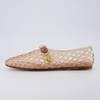 CUSHIONAIRE Sugar Jelly Flats for Women, Embellished Vamp Strap Jelly Shoes(Mocha)