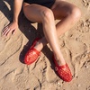 CUSHIONAIRE Syrup Mary Jane Jelly Ballet Flats for Women(Red)