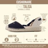 CUSHIONAIRE Talisa Espadrilles for Women, Closed Toe Wedge Sandal with Elastic Ankle Strap and Jute Wrapped Sole(Black)