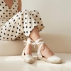 CUSHIONAIRE Talisa Espadrilles for Women, Closed Toe Wedge Sandal with Elastic Ankle Strap and Jute Wrapped Sole(Ivory)